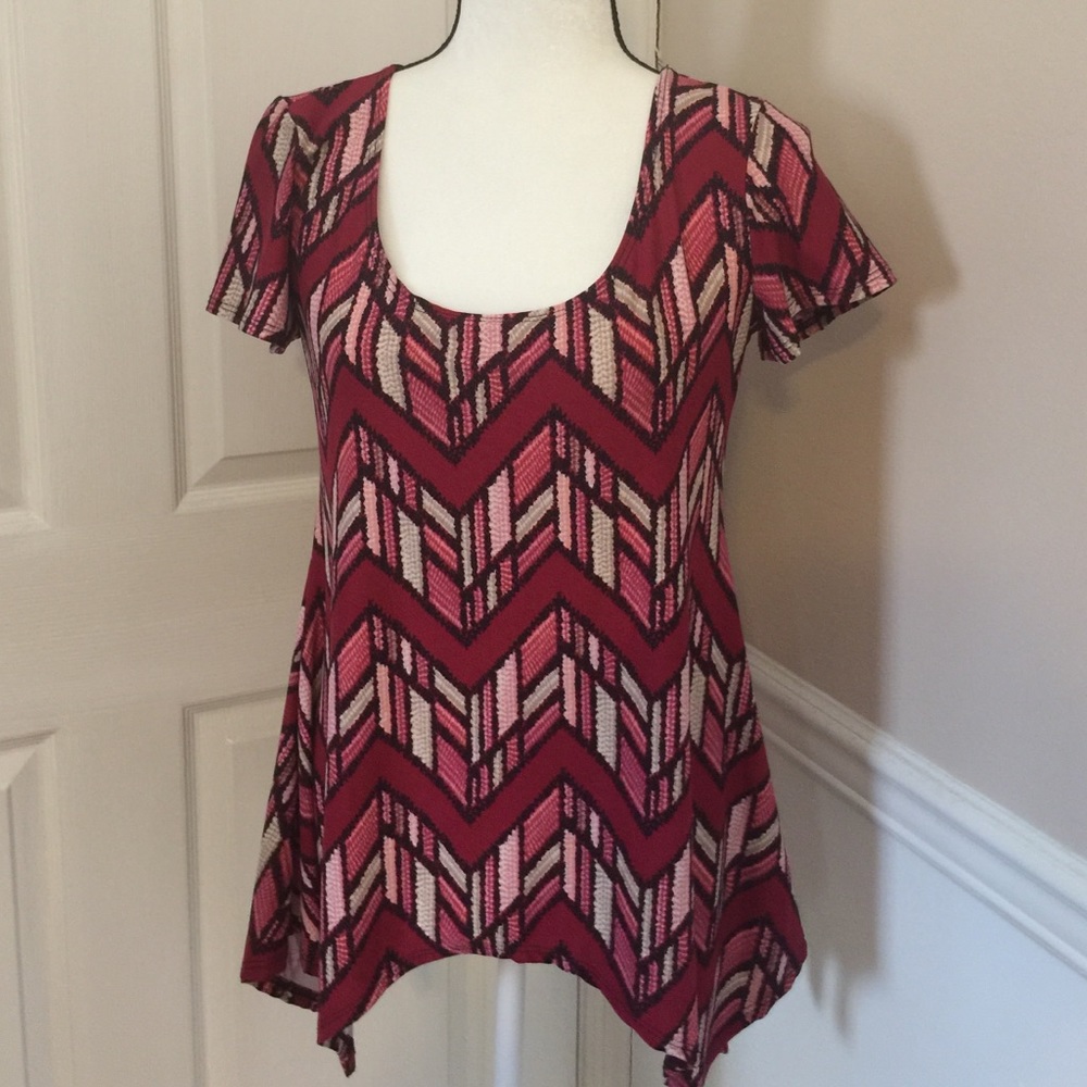 Maternity WILDE burgundy, pink & grey top, size S